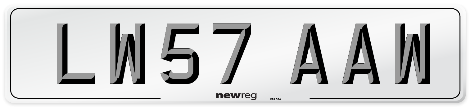 LW57 AAW Number Plate from New Reg